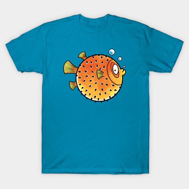 Puffed Up Pufferfish T-Shirt by Wozzozz